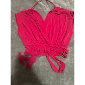 Women's Express Pink Halter Wrap Crop Top M